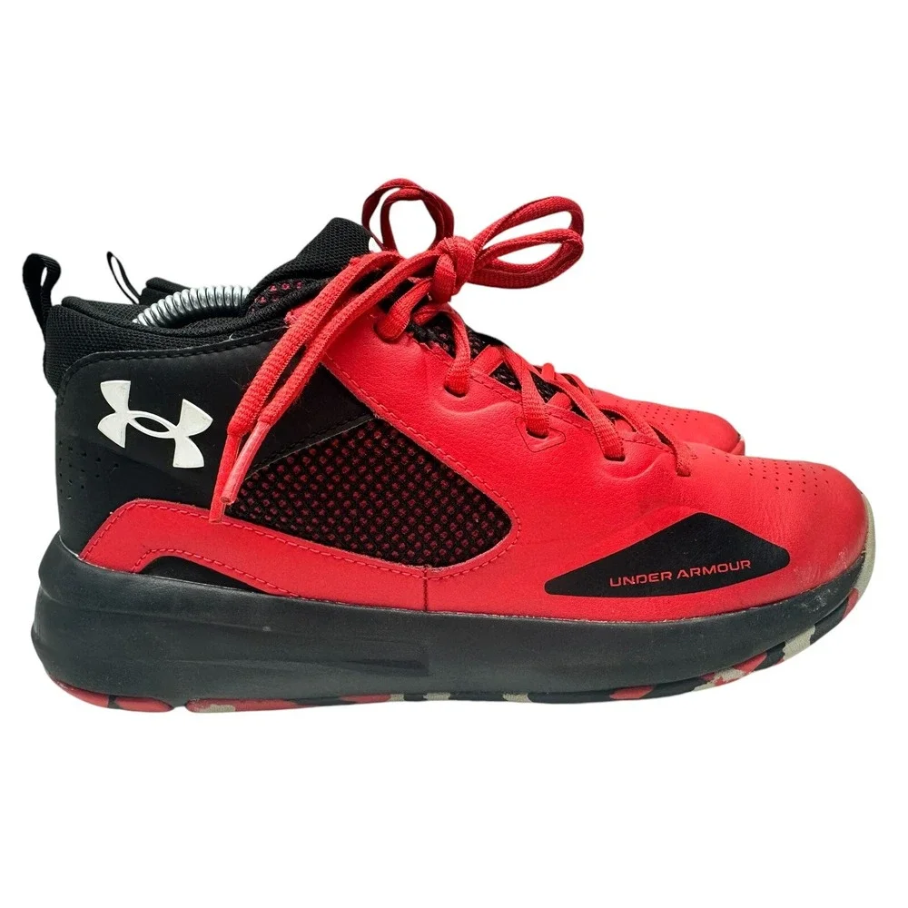 Under Armour Boys Lockdown 5 3023533-601 Red Basketball Shoes Sneakers‎ Size 7Y